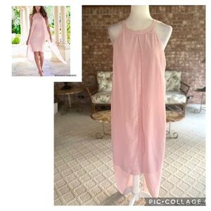Venus Dress Halter Midi Pink Bandage Pink Chiffon Overlay 18 Cocktail Party Glam